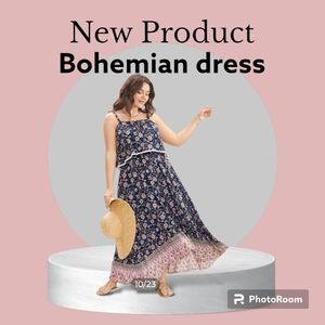 🛑Bandana Print Spaghetti Strap Pocket Ruffles Asymmetrical Hem Maxi Dress 14/16